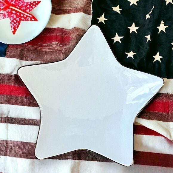 St.Nicholas Square Tis the Season Star Plate Platinum Rim White Porcelain - Picture 13 of 13